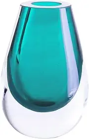 Cloudnola Teardrop Glass Flower Vase, Turquoise Blue, 4.3 x 6 inches, Thick Mouth-Blown Glass, for Home, Wedding, Gifting, and Events