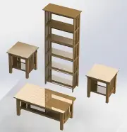 Mission Style Furniture Woodworking Plans - 3pcs bookshelf, coffee,& end table
