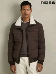 Reiss Brown Misty Faux-Fur Collar Puffer Jacket (AK6110) | $670