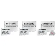 3 Pack Samsung EVO Plus MicroSD 256GB, 130MBs Memory Card with Adapter