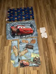 Disney Pixar CARS Road Trip Twin Fitted & Flat bed Sheet Pillow Case NEW VTG Y2K