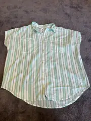 Next green striped sleevless blouse Large Green White