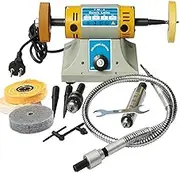 TongBF 220V 350W Multifunctional Jewelry Rock Polishing Buffer Machine, Mini Bench Lathe Jewelry Tools DIY Gem Grinding Cutting Machine 10,000 RPM with Accessories,AU Plug