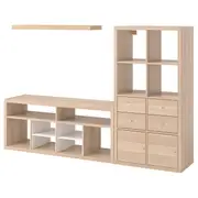 KALLAX TV storage combination, white stained oak effect, 224x39x147 cm