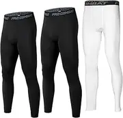 [SS COLOR FISH] 3 Pack Men Compression Pants Athletic Baselayer Workout Legging Running Tights for Men