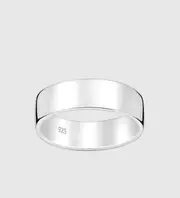 925 Sterling Silver Mens Wedding Band 6mm Classic Flat Ring Comfort Fit Size 7-13