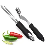 2Pack Stainless Steel Pepper Corer Seed Remover Tool Chili Deseeder