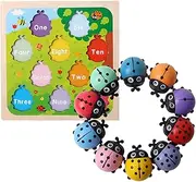 1-10 Number Ladybug Puzzle Toys - Wooden Counting Toy, Number Cognition and Matching Game, Matching Preschool Math Board Games Supplies for Kids