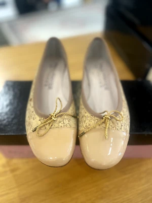 Paul Mayer balerina flat Candy, made in Spain, size6.5 , leather sole, beige