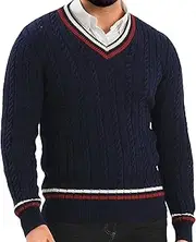 [JEShifangjiusu] Mens Fall Winter V Neck Knit Sweater Twisted Texture Knitted Pullovers Long Sleeve Ribbed Hem Sweaters