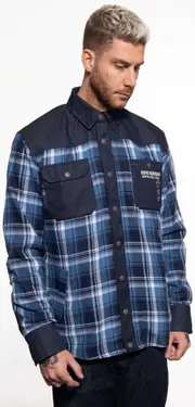 King Kerosin Chopper ´till Death Adventure Shirt, black-blue, Size L for Men Black Blue