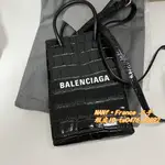 精品二手 BALENCIAGA 巴黎世家 5938260 黑 鱷魚紋 手機包 手提包 斜挎包 購物袋 男女同款