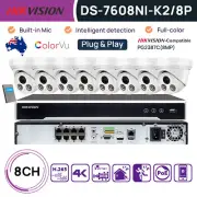 Hikvision 4K 8CH 8PoE NVR CCTV System 8MP Security IP Camera ColorVu Mic Outdoor