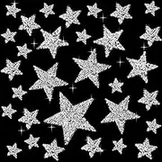 Syhood 32 Pieces Iron on Star Patches Adhesive Glitter Star Shape Rhinestone DIY Patches Appliques Embellishments for Clothing Jeans Repair Decoration, 5 Sizes(Silver)