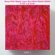 Stunning Stabilized Deep Pink Maple Lace Burl Bowl Blank #8264, 5 7/8" x 2 3/16"