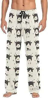 [AIXIWAWA] Mens Pajama Pants-Cute Cattle, Soft Sleep Lounge Pajamas Bottoms with Pockets Drawstring S