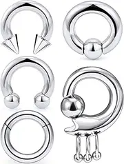 [Ocptiy] 6G 8G Septum Ring Dangling Gauges Tunnel Plug Earrings Stretching kit Surgical Steel Septum Nose Ring Septum Pincher Lobe Earring Stretch Hoop Piercing Jewelry for Women Men