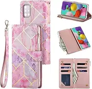 UEEBAI Mobile Phone Case for Samsung Galaxy S20 FE 5G, Retro Zip Case, PU Leather, Soft Flip Case, Magnetic Closure, Card Slots, Stand Function, Wallet with Lanyard, Protective Case - Pink and Purple