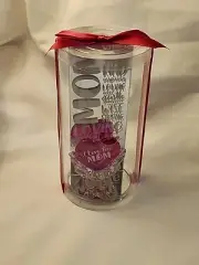 Inspirational "I Love You Mom" Novelty Heart Glass Mirror Table Top Decor