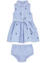 Polo Ralph Lauren Kids Logo Cotton Dress and Bloomers set (9-24 Months) - Blue - 24 Months (24 Months) 24 MONTHS (24 months)