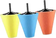 3Pcs Cone Shaped Polishing Sponge Pad Kit for Car Care Buffing Tool for Wheels Bumpers for Hard to Reach Areas Multi Color