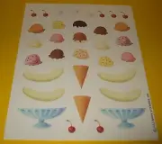 VTG HALLMARK Greetings ICE CREAM SUNDAE Social Banana Split Sticker Sheet Craft