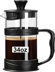 French Press Coffee Maker 34oz Glass Portable Cold Brew Coffee Maker Tea Pot