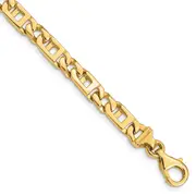 Solid 14K Yellow Gold 7 inch 5.9mm Hand Polished Fancy Link with Fancy Lobster Clasp Bracelet