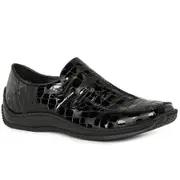 Rieker Celia Ladies Leather Casual Shoe Black Patent Print 6 Uk/39 Eu