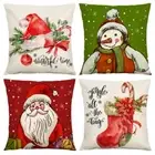 Pillowcase Throw Pillow Cover Soft Decorative Square Cushion Case Santa Hat Red