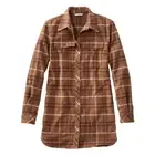 LL BEAN Signature Chamois Tunic Button Shirt Light Saddle Brown Plaid Sz XL T30