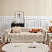VClife Boho Sofa Cover for Sectional Couch, Non Slip Soft Couch Cover for 3 Cushion Couch Sofa Pet Friendly Sofa Couch Covers for Dog Cat, Khaki Beige Jacquard Furniture Protector, 71" X 150"