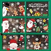 H HOME-MART 9 Sheets Christmas Decorations Window Clings,Reusable 248 pcs Christmas Window Stickers Double-Sided with Snowflakes Tree Reindeer Decals for Christmas Holiday New Year Home Decorations