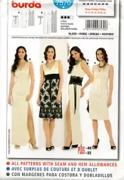 Burda Sewing Pattern 7571 Misses V-Neck Evening Dress Sizes 10-22