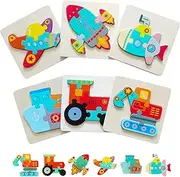 BEACENOV Toddler Puzzles, Set of 6, Wooden Jigsaw Puzzles for 1 2 3 Year Old Baby Boys or Girls,Toddlers Gifts, Preschool Learning Educational Toys [ Colors & Shapes Cognitive Skill ]