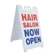 Hair Salon Now Open Heavy Duty A-Frame Sidewalk Sign Grand Opening Walk Ins