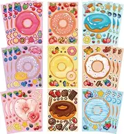 27 Sheets Make a Face Donut Stickers for Kids Make Your Own Dessert Stickers Mix and Match Sweets and Treats Fruit,Donut Themed Birthday Gifts DIY Art Crafts Donut Party Favors Supplies Decorations