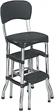 Cosco 11120CBB1E Black Retro Counter Chair/Step Stool, Black