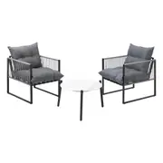 Livsip 3PCS Outdoor Patio Setting Table Chairs White 50cm Coffee Table