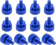 uxcell 12 Pcs M4x8mm Knurled Thumb Screw Computer Case Threaded Hand Tighten Screws Aluminum Alloy for PC Case, Deep Blue
