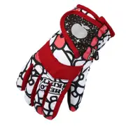 Nevenka Kids Snow Gloves Waterproof Insulated Thickening Warm Ski Gloves-Red
