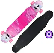 Sports Longboard Skateboard, 43" 7-Layer Maple Double Tilt Throbbing Pattern Four-Wheel Flashing Brush Street Dance Board Suitable for Beginners Adults