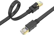 Larrok Cat8 Ethernet Cable 10m Flat LAN Cable Internet Cord 40Gbps 2000Mhz High Speed Network Shielded RJ45 Computer Cable for Modem Router PC PS3 PS5 Xbox TV Switch 30Ft Black
