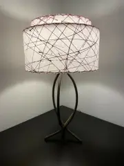 Mid Century Vintage Style 2 Tier Fiberglass Lamp Shade Modern Retro Pink White