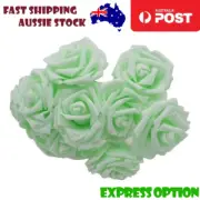 20pcs Light Green 7cm Foam Flowers Rose Stems Artificial Wedding Bride Bouquet