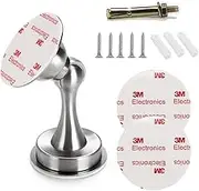 Magnetic Door Stopper, Heavy Duty Stainless Steel Door Stop Holder Come with 4 Pcs 3M Double-Sided Adhesive Tape & Hardware Screws,Install with Adhesive Tape Or Screws On Floor Wall (Silver)