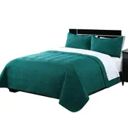 Teal 3PC Embossed Bedspread Bed Comforter Sets With Pillowcase