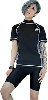 [BaronHong] Women Lesbian Tomboy Zip Up Chest Binder Quick-Drying Swimwear Set Top+Swimming Pants
