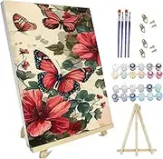 hyzsj Paint by Number for Adults Framed Canvas Painting Kit, DIY Butterfly Arts and Crafts for Adults Beginner with Wooden Easel, Paint Brushes, Acrylic Paint Set for Home Wall Decor（16x20inch