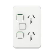 Clipsal Iconic Vertical Double Powerpoint + Extra Switch 10A